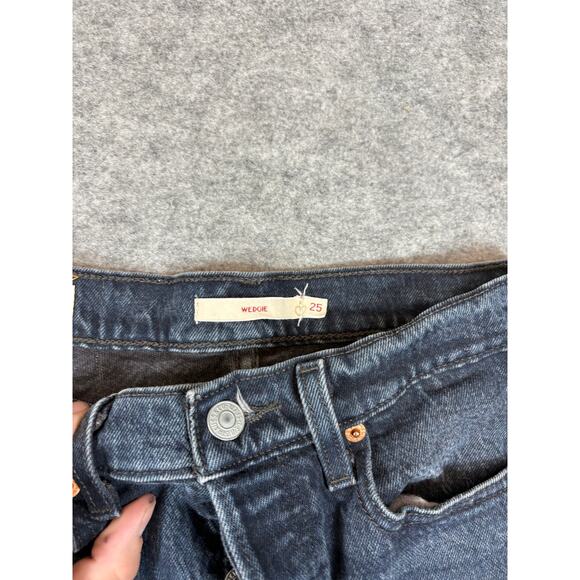 Vintage Y2K Levis Wedgie Straight Jeans Womens 25 Blue Button Fly Red Tab Grunge - Picture 6 of 12